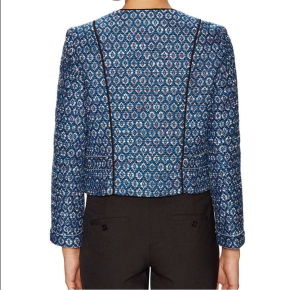 DVF Diane Von Furstenberg Jacket Size 6 Blue White Black Metallic - Picture 15 of 15